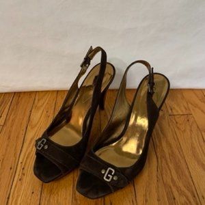 Guess - Platform Heel Sandals - Brown Suede - Back strap with buckle - 9.5M